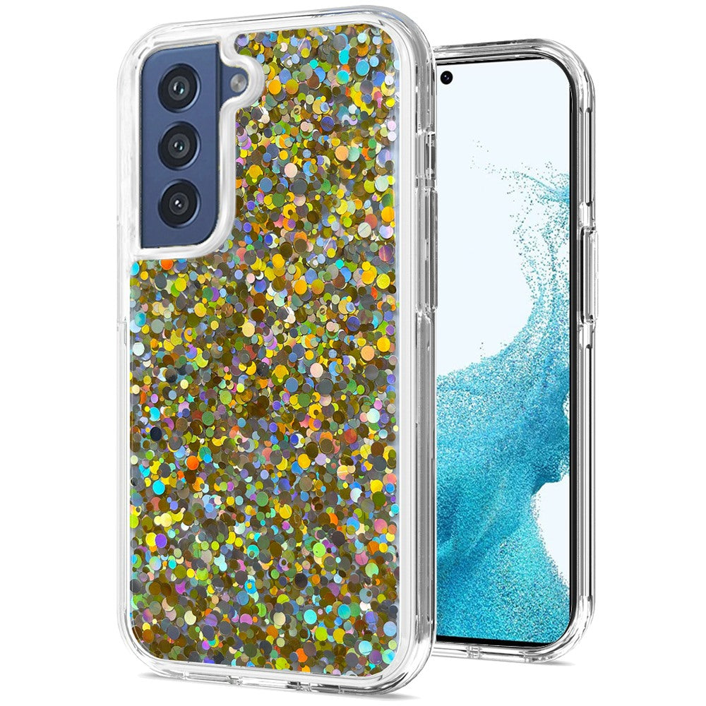 For Apple iPhone 14 Pro Max (6.7") Colorful Glitter Bling Sparkle Epoxy Glittering Shining Hybrid Hard Shockproof  Phone Case Cover