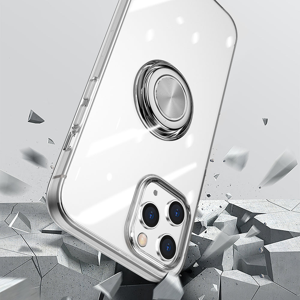 For Apple iPhone 14 Plus (6.7") Hybrid Case with Invisible Ring Kickstand, Protective Hard Shock -Absorbing Bumper Clear Transparent Phone Case Cover