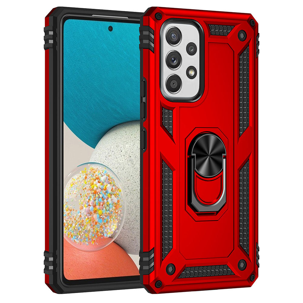 For Samsung Galaxy A53 5G Military Grade Heavy Duty Armor Hybrid with Rotating Metal Ring Kickstand Finger Loop Stand  Phone Case Cover