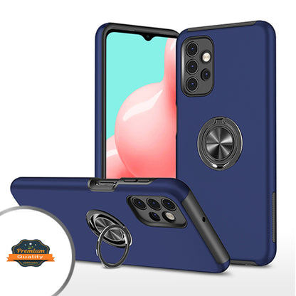 For Apple iPhone 14 (6.1") Rubber Hybrid 360° Ring Holder Stand Kickstand Fit Car Mount Shockproof Bumper Protection  Phone Case Cover