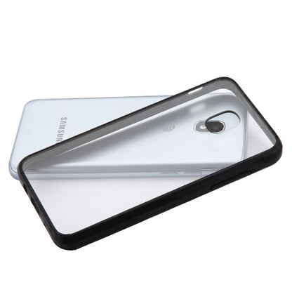 For Samsung Galaxy J3 (2018)/ Galaxy J3 Star/ Galaxy J3 Achieve Slim Fit Hybrid Transparent Rubber Gummy Hard PC Silicone Clear Black Phone Case Cover