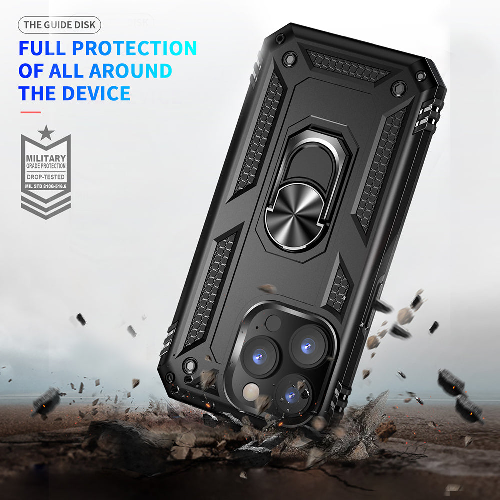 For Apple iPhone 14 /Plus Pro Max Hybrid Holster Combo Belt Clip Armor Rugged with Rotatable Ring Stand  Phone Case Cover