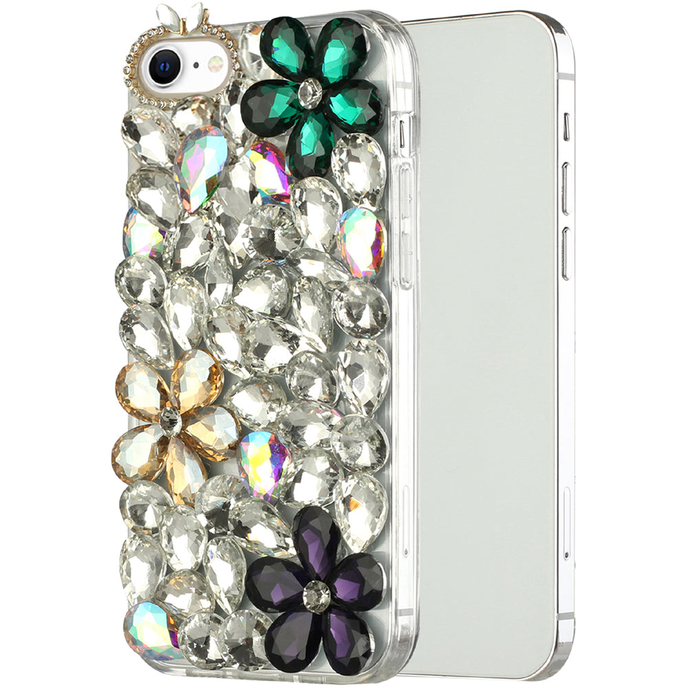 For Apple iPhone 8 Plus/7 Plus/6 6S Plus Bling Clear Crystal 3D Full Diamonds Luxury Sparkle Rhinestone Hybrid  Phone Case Cover