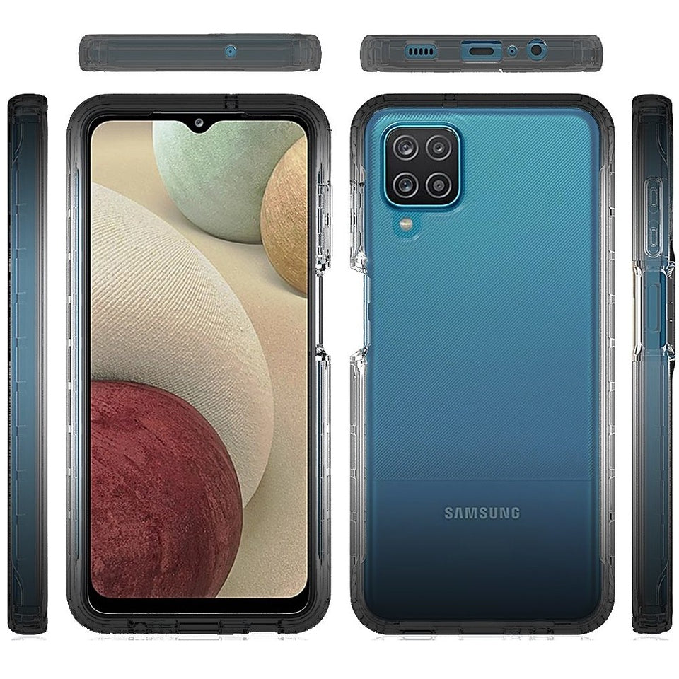 For Samsung Galaxy A42 5G Dual Layer Hybrid Clear Gradient Two Tone Transparent Shockproof Rubber TPU + Hard Protective Frame  Phone Case Cover