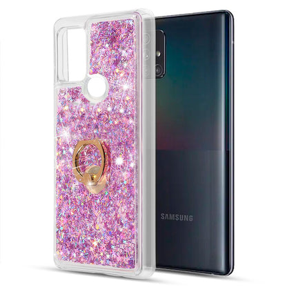 For Motorola Moto G Power 2022 Hybrid Bling Liquid Quicksand Glittering Sparkle TPU Rubber with Ring Stand Holder Kickstand  Phone Case Cover