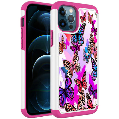 For Apple iPhone 13 Pro Max (6.7") Beautiful Design Tuff Hybrid Heavy Duty Sturdy Shockproof Full Body Soft TPU Hard Protective  Phone Case Cover