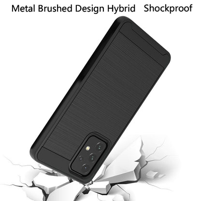 For Samsung Galaxy A03S Hybrid Rugged Brushed Metallic Design [Soft TPU + Hard PC] Dual Layer Shockproof Armor Impact  Phone Case Cover