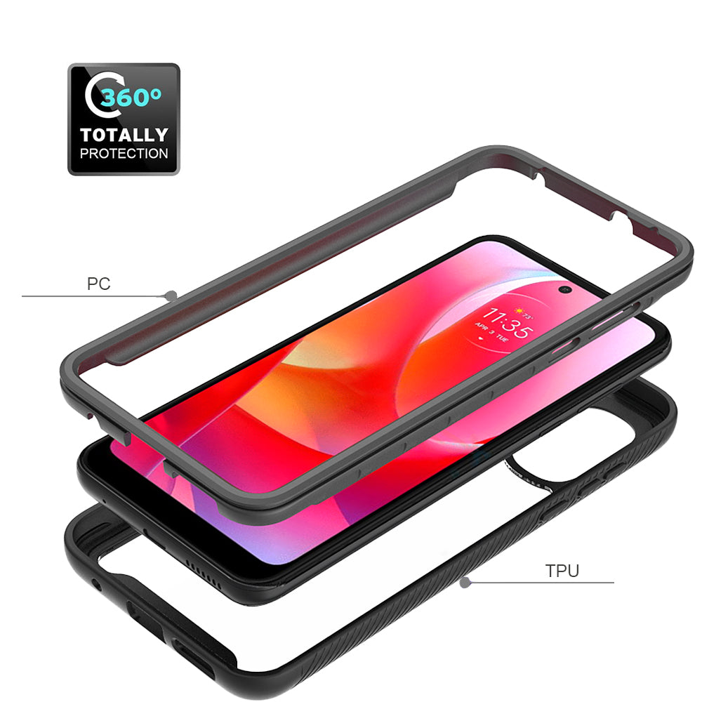For Motorola Moto G Power 2022 Hybrid Clear Shockproof Dual Layer Protection Hard Rugged PC and Soft TPU Silicone Bumper Frame Back Clear Black Phone Case Cover