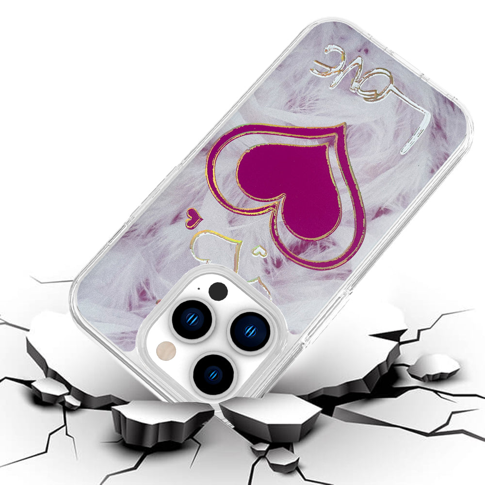 For Apple iPhone 14 /Plus Pro Max Stylish Gold Layer Printing Design Hybrid Rubber TPU Shockproof Armor Rugged  Phone Case Cover