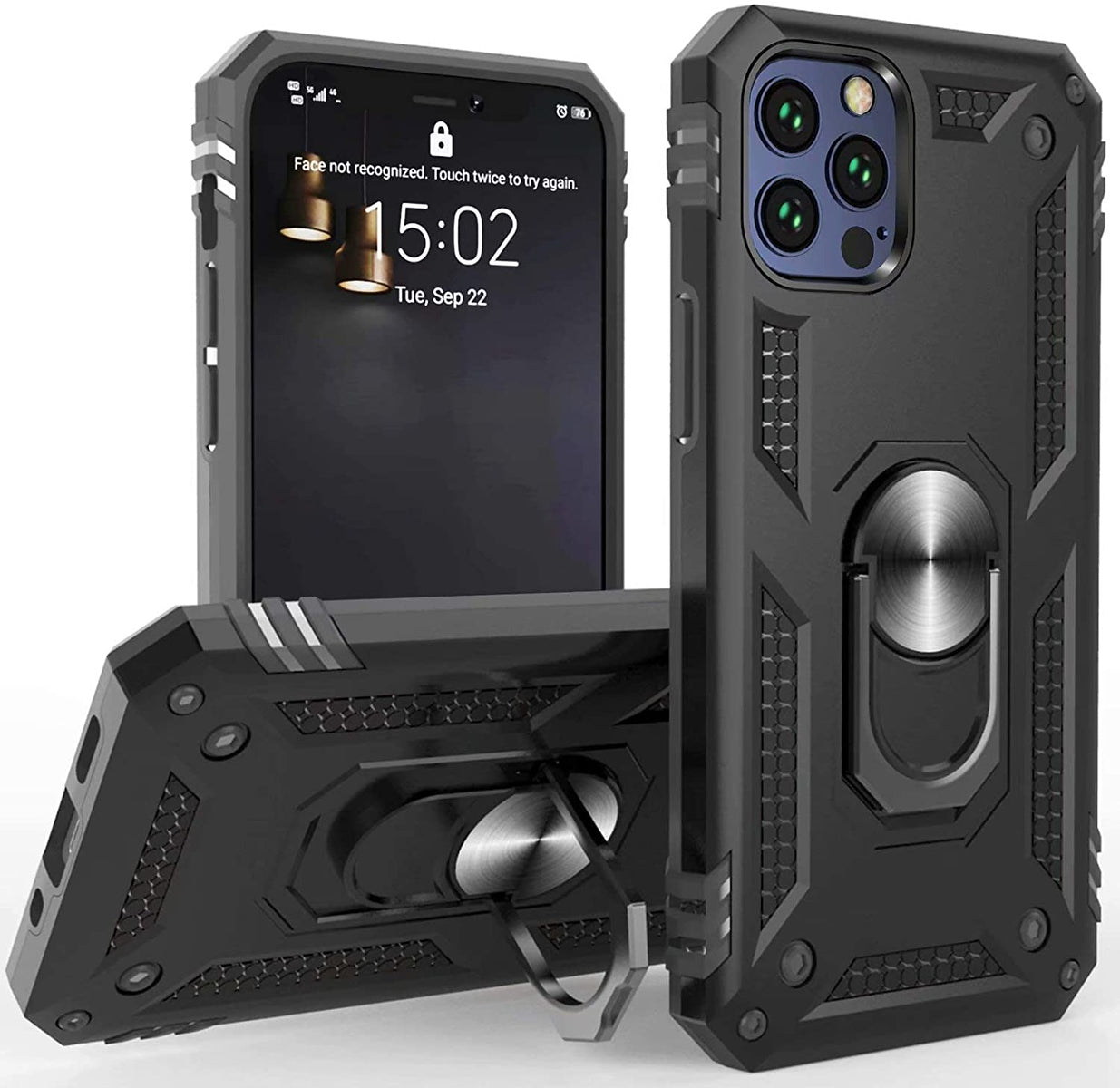 For Samsung Galaxy A12 5G Shockproof Hybrid Dual Layer PC + TPU with Ring Stand Metal Kickstand Heavy Duty Armor Shell  Phone Case Cover