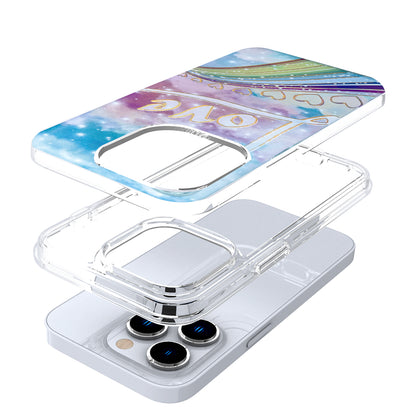 For Apple iPhone 14 Pro Max (6.7") Stylish Gold Layer Design Hybrid Rubber TPU Hard Shockproof Armor  Phone Case Cover