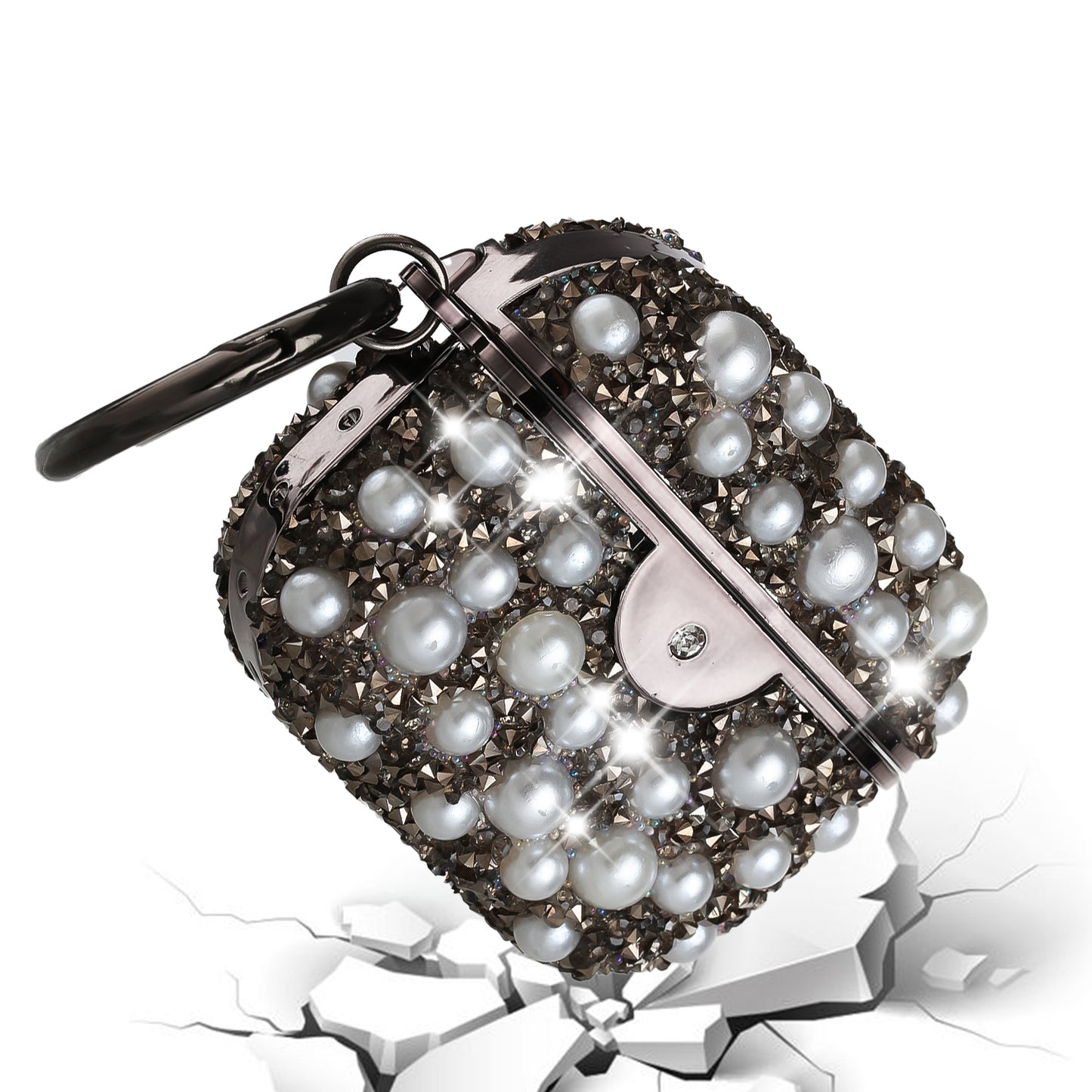 For Apple AirPods 3 (2021) Pearl Diamond Glitter Hybrid Bling Crystal Rhinestone Protective Accessories with Keychain  Phone Case Cover