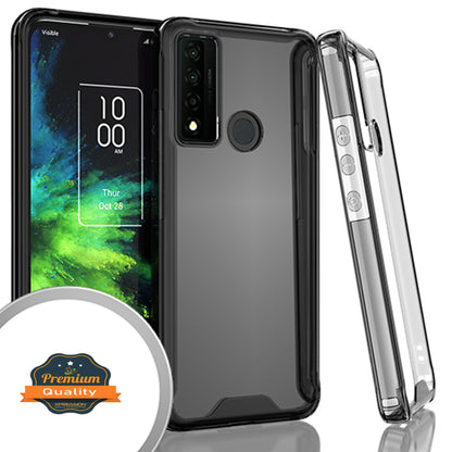 For TCL 20 XE Ultra Slim Body Frame [Shock-Absorption] Hybrid Defender Rubber Silicone Gummy TPU Clear Hard Back Protective  Phone Case Cover