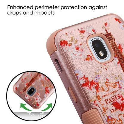 For Samsung Galaxy J3 (2018)/ Galaxy J3 Star/ Galaxy J3 Stylish Hybrid Three Layer Hard PC Shockproof Heavy Duty TPU Anti-Drop Paris in Full Bloom Phone Case Cover