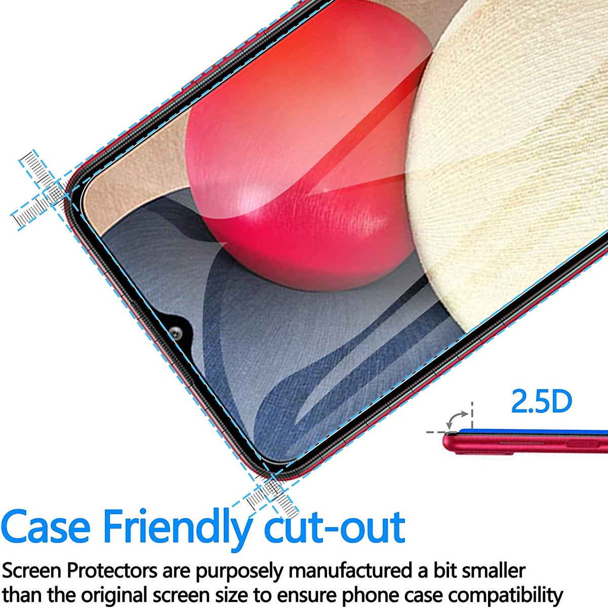 For Samsung Galaxy A03s (2022) Tempered Glass Screen Protector HD Clear Transparent [Bubble Free, Case Friendly] 9H Hardness Glass Screen Guard Clear Screen Protector