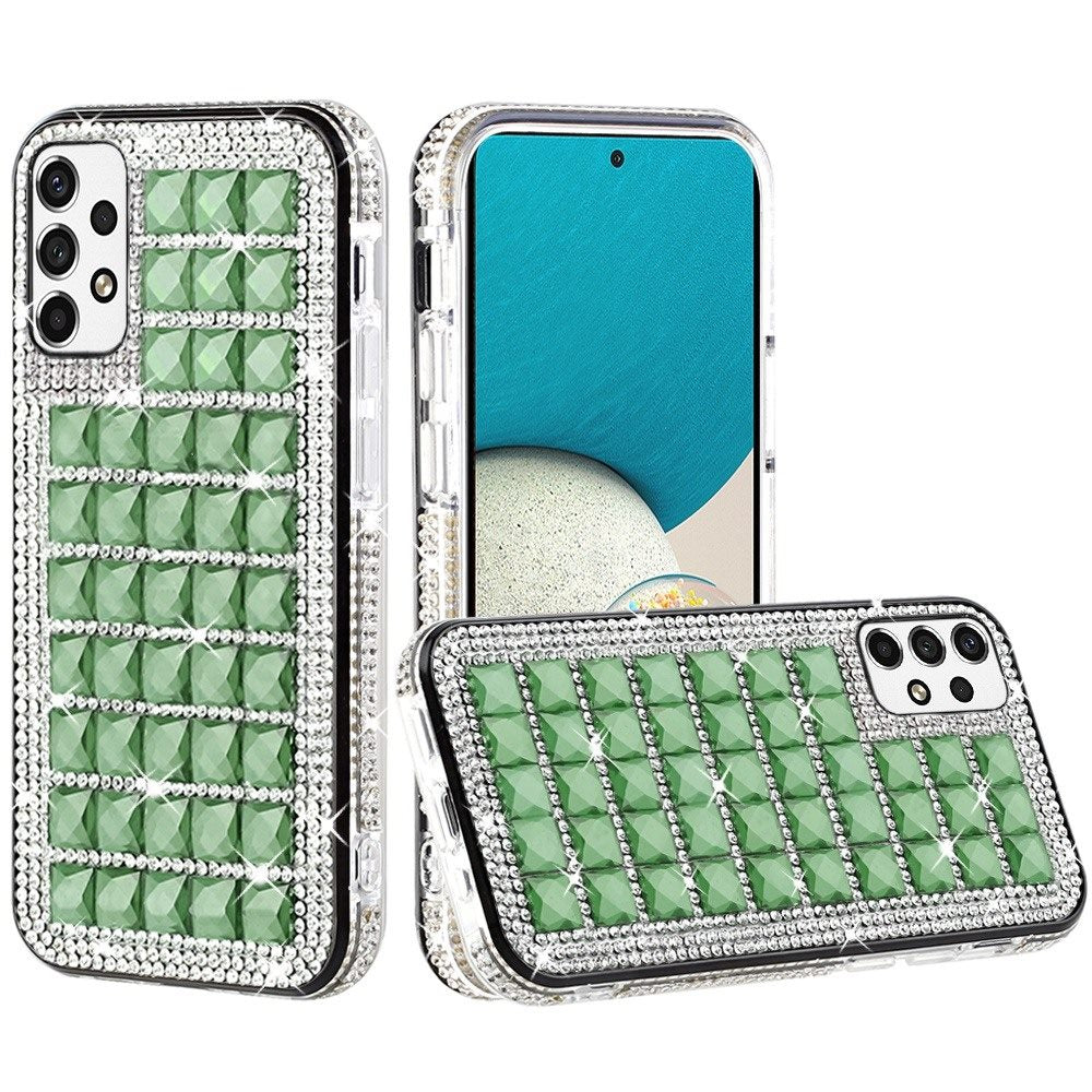 For Samsung Galaxy A53 5G Fashion Luxury 3D Bling Diamonds Rhinestone Jeweled Shiny Crystal Hybrid TPU Bumper Hard  Phone Case Cover