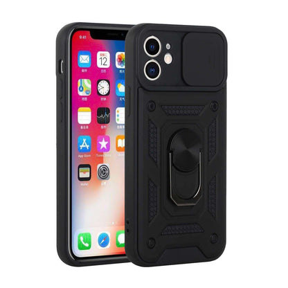 For Apple iPhone 8 Plus/7 Plus/6 6S Plus Hybrid 2in1 Cases with Slide Camera Lens Cover and Ring Holder Kickstand Rugged  Phone Case Cover