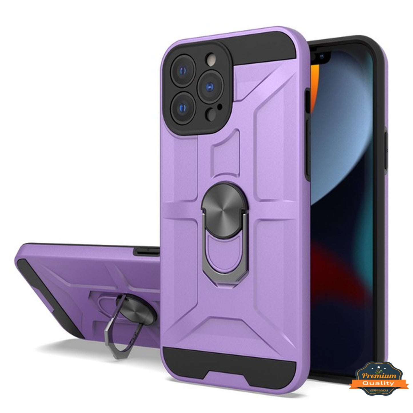 For Apple iPhone 14 Plus (6.7") Hybrid Ring Stand [360° Rotatable Ring Holder Magnetic Kickstand] Rubber TPU Shockproof  Phone Case Cover