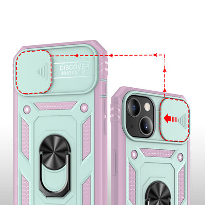 For Apple iPhone 14 Plus (6.7") Hybrid Built-in 360° Rotate Magnetic Ring Stand with Camera Protection Heavy Duty Teal Pink Phone Case Cover