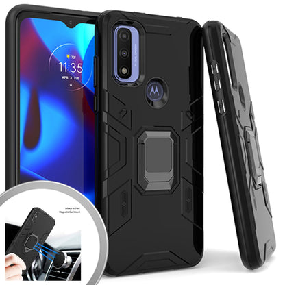 For Samsung Galaxy A03s (2022) Hybrid Heavy Duty Armor Protective Bumper with 360° Degree Ring Holder Kickstand [Military-Grade]  Phone Case Cover
