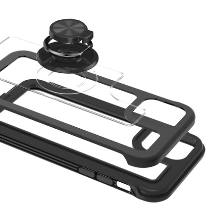 For Samsung Galaxy A03S Transparent Magnetic Ring Stand Hybrid 360 Degree Rotation Kickstand Armor Bumper Defender  Phone Case Cover