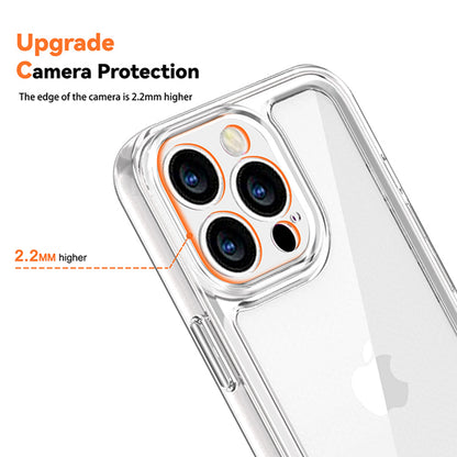For Apple iPhone 14 Pro Max (6.7") Transparent Hybrid Silicone Rubber TPU and Hard PC Shockproof Tone Frame Bumper  Phone Case Cover