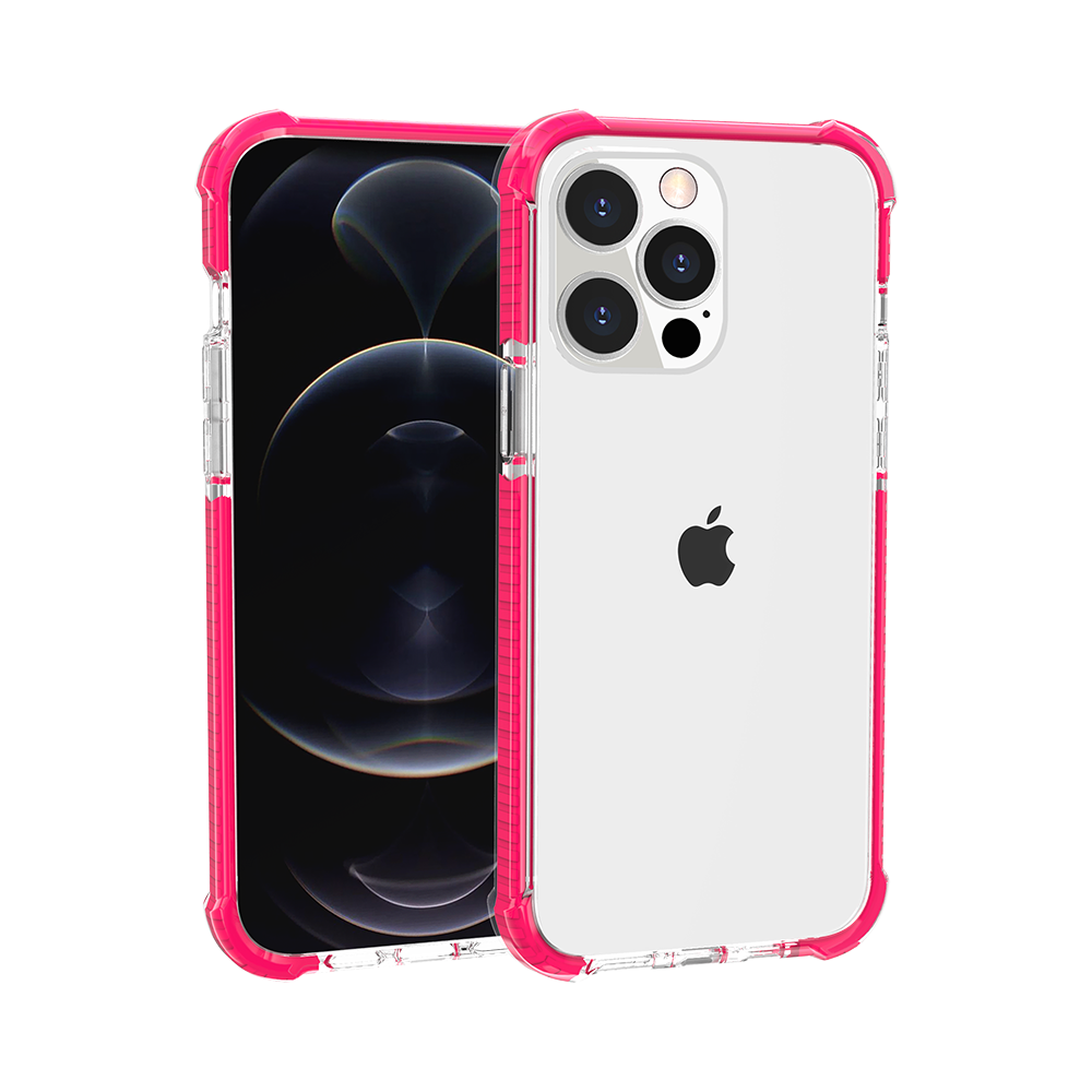 For Apple iPhone 13 (6.1") Slim Hybrid Transparent Rubber Gummy Gel Hard PC Silicone TPU Color Bumper Frame  Phone Case Cover