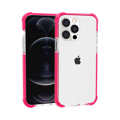 For Apple iPhone 13 (6.1") Slim Hybrid Transparent Rubber Gummy Gel Hard PC Silicone TPU Color Bumper Frame  Phone Case Cover