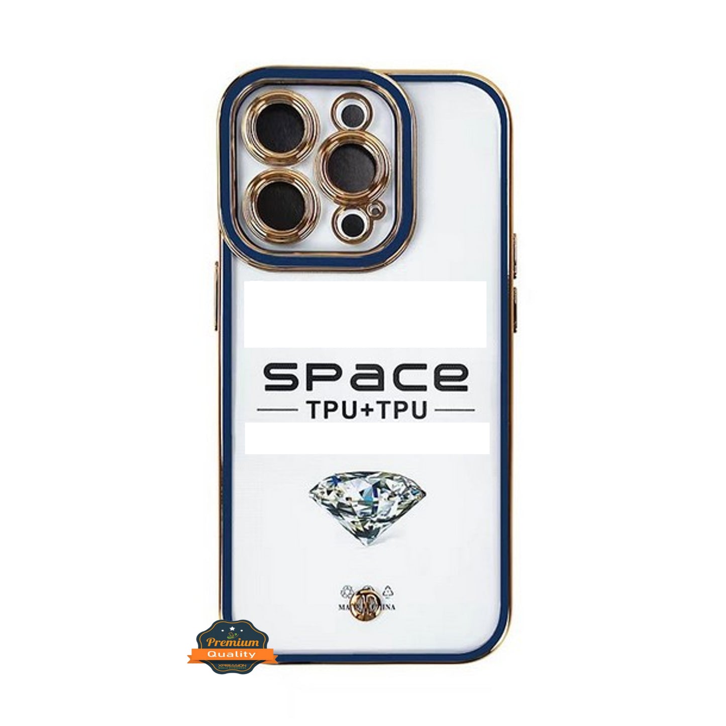 For Apple iPhone 14 /Plus Pro Max Golden Chrome Frame Transparent Hybrid with Lens Protector Shockproof PC Bumper  Phone Case Cover