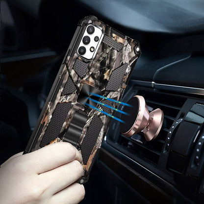 For Samsung Galaxy A33 5G Heavy Duty Hybrid Camouflage [Military Grade] Rugged Protective Fit Magnetic Car Mount Stand  Phone Case Cover