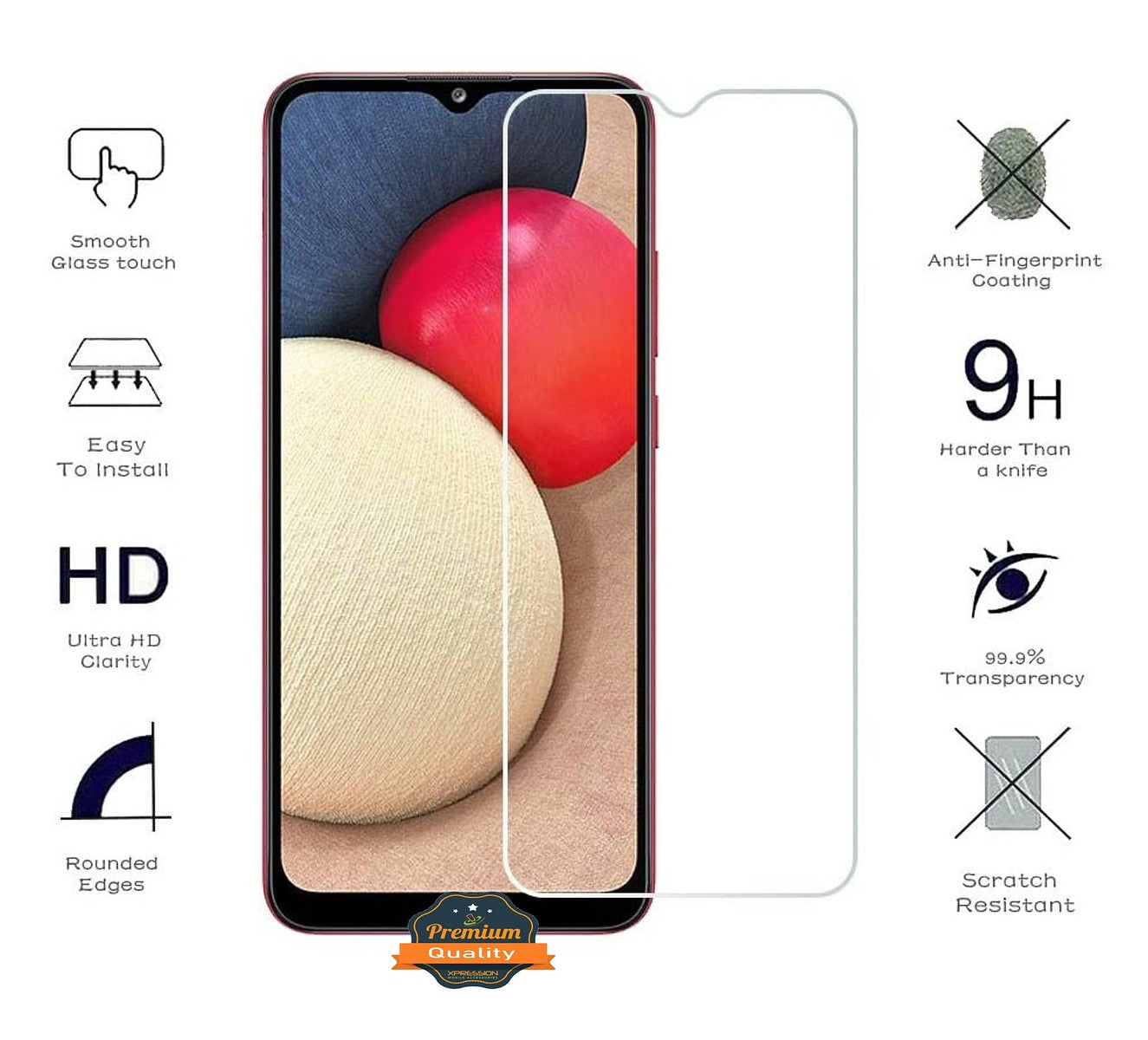 For Samsung Galaxy A03s (2022) Tempered Glass Screen Protector HD Clear Transparent [Bubble Free, Case Friendly] 9H Hardness Glass Screen Guard Clear Screen Protector