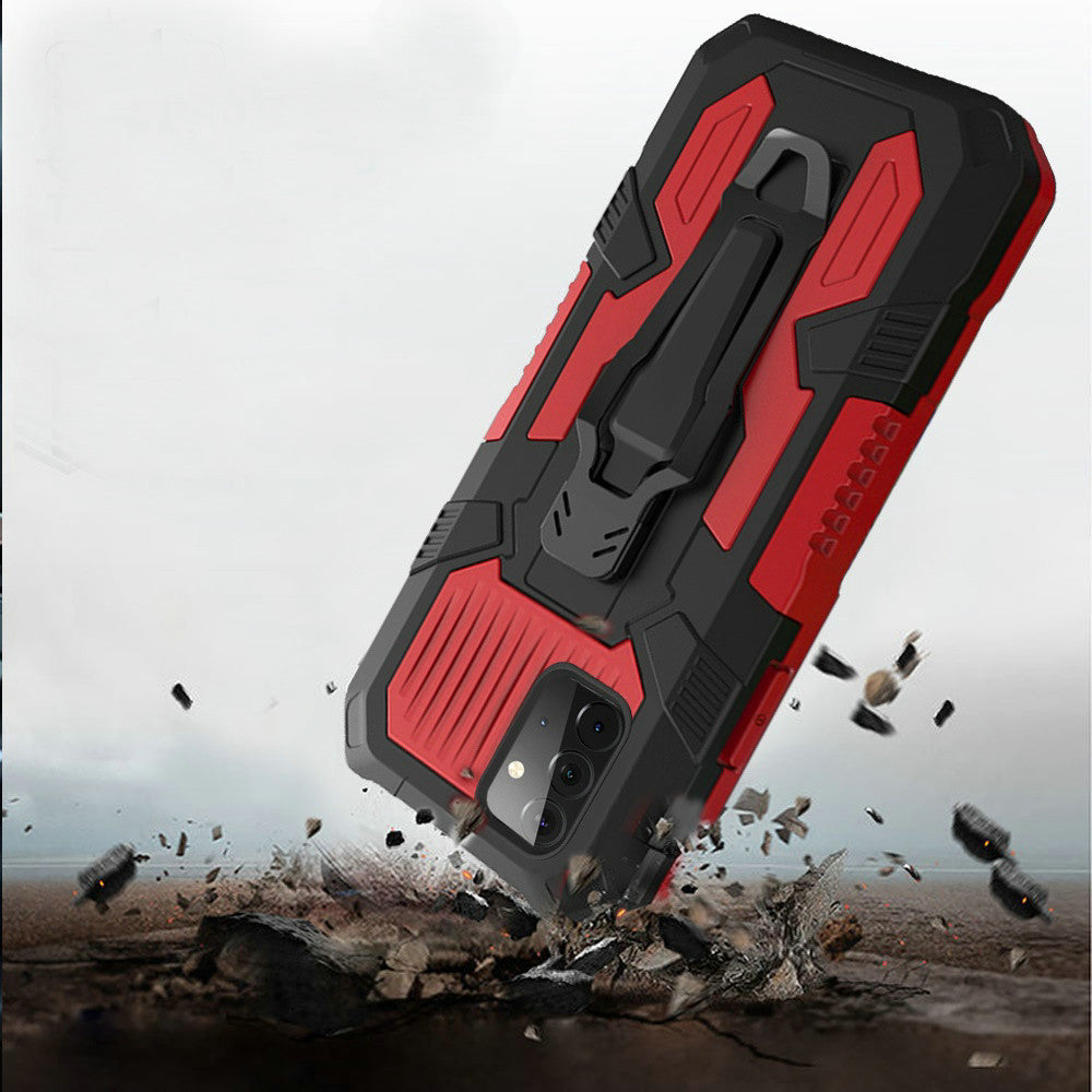 For Motorola Moto G Stylus 2021 5G Version Heavy Duty Dual Layers Hybrid Shockproof Shell with Built in Metal Clip Holder & Kickstand  Phone Case Cover