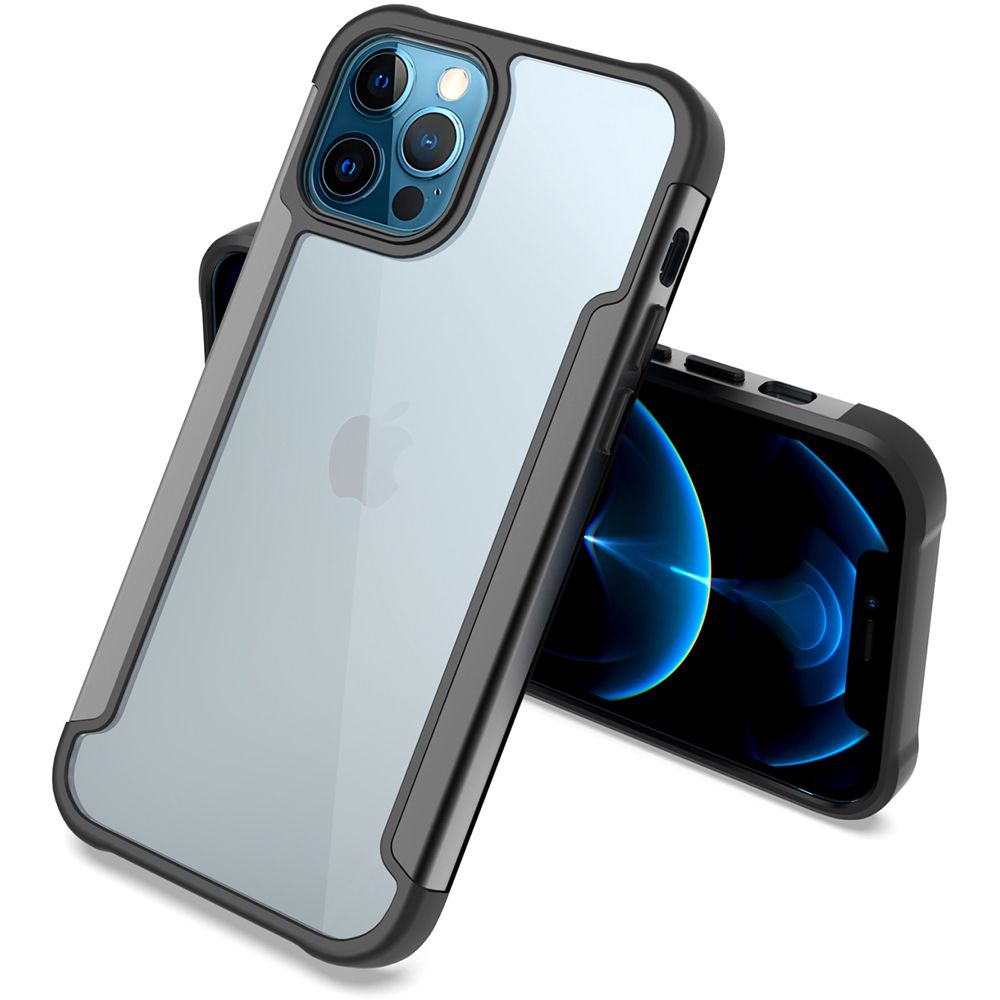 For Apple iPhone 13 Pro (6.1") Hybrid Aluminum Alloy Metal Clear Transparent Back PC TPU Bumper Shockproof  Phone Case Cover
