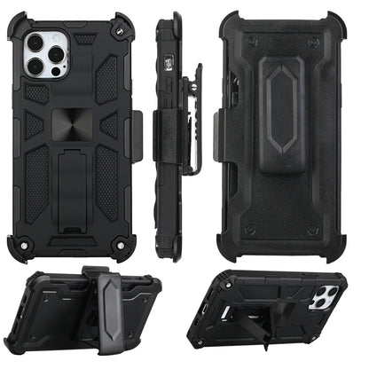 For Apple iPhone 13 Pro Max (6.7") Hybrid 3in1 Combo Holster Belt Clip with Kickstand, Full-Body Protective Military-Grade  Phone Case Cover