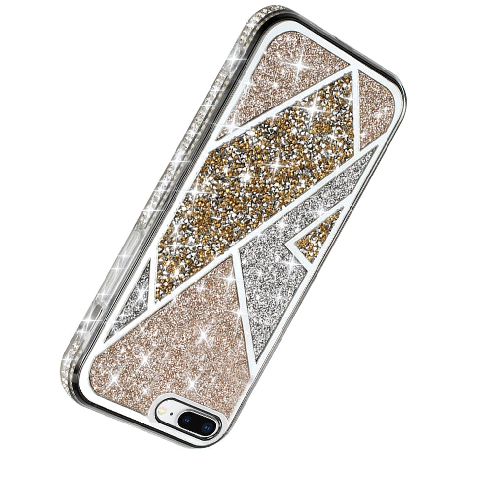 For Apple iPhone 8 Plus/7 Plus/6 6S Plus Glitter Bling Diamond Rhinestone Sparkly Fashion Shiny Fancy Hybrid Rugged  Phone Case Cover