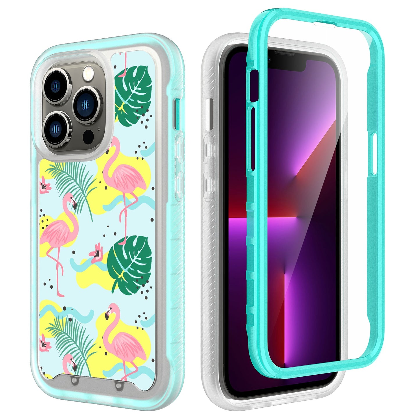 For Apple iPhone 14 (6.1") Stylish Design 2in1 Hybrid Dual Layer Armor Hard PC Rubber TPU Shockproof Front Frame  Phone Case Cover