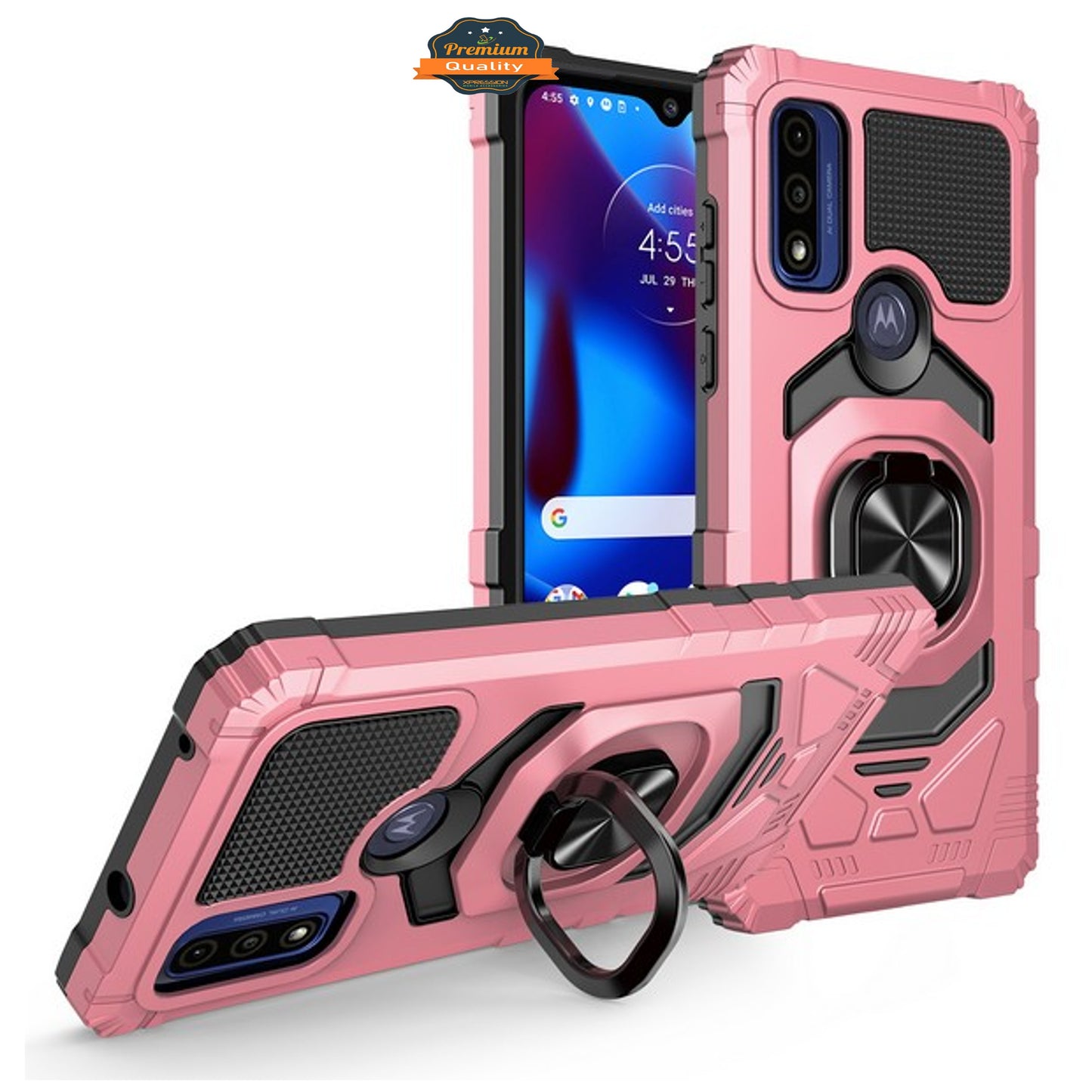 For Motorola Moto G Power 2022 Hybrid Magnetic Car Mount Ring Kickstand Stand Holder Full-Body Armor Protective [Military Grade]  Phone Case Cover