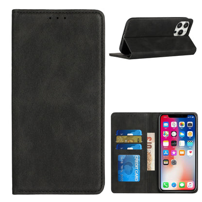 For Apple iPhone 14 Pro (6.1") Wallet Premium PU Vegan Leather ID Credit Card Money Holder with Magnetic Closure Pouch Flip  Phone Case Cover