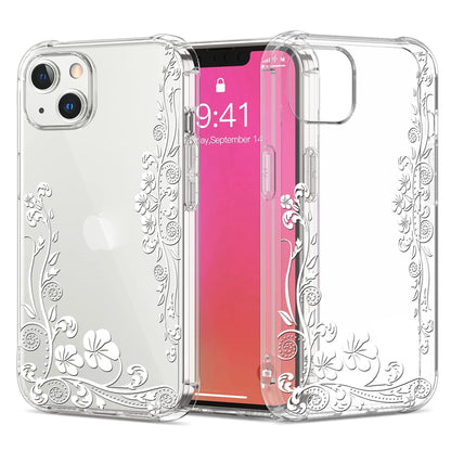 For Apple iPhone 14 /Pro Max Hybrid Trendy Image Patterns Design Transparent Hard Back Shockproof TPU  Phone Case Cover
