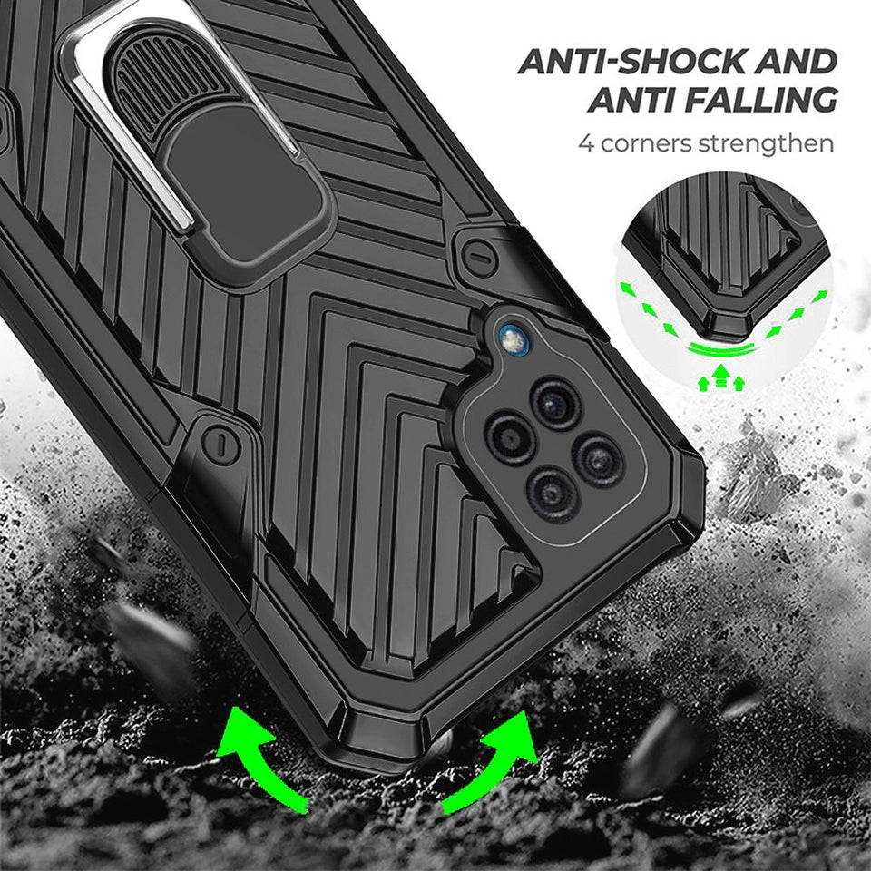 For Apple iPhone 13 Pro Max (6.7") with Magnetic Ring Holder 360° Rotating Kickstand PC & TPU Dual Layer Hybrid Full-Body Drop Proof Rugged  Phone Case Cover
