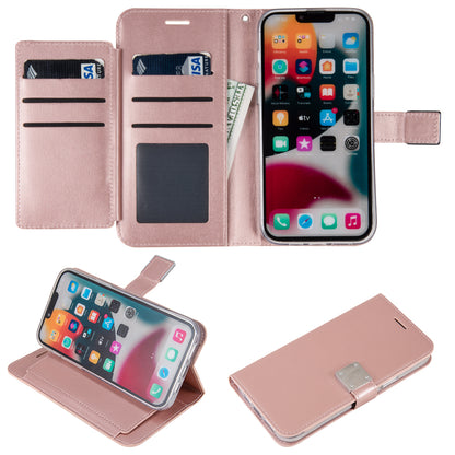 For Apple iPhone 14 /Plus Pro Max Leather Wallet Case with 6 Credit Card, Cash Slot Lanyard Dual Flip Pouch Pocket Stand  Phone Case Cover