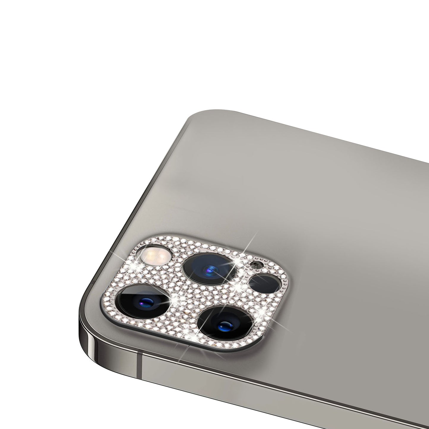 For Apple iPhone 14 Pro Max (6.7") Camera Lens Zinc Alloy With Diamond Bling Lens Protective Camera Decoration Black Phone Case Cover