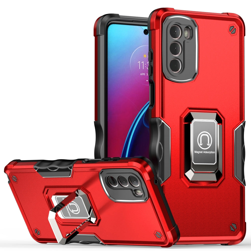 For Motorola Moto G 5G 2022 Hybrid Hard PC TPU Bumper with Magnetic Ring Stand Holder Military-Grade Drop Protection  Phone Case Cover