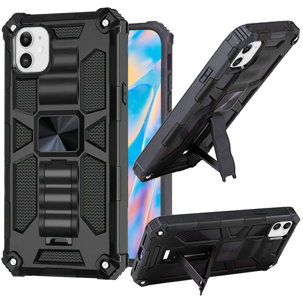 For iPhone 14 Pro (6.1") Heavy Duty Stand Hybrid Shockproof Rugged with Built-in Kickstand Fit Magnetic Car Mount  Phone Case Cover