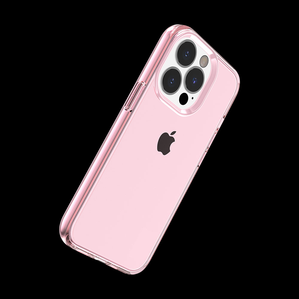 For Apple iPhone 14 Pro Max (6.7") Transparent Shock Absorption Thick TPU Rubber Gel Ultra Thick 3mm Hybrid Protective Pink Phone Case Cover