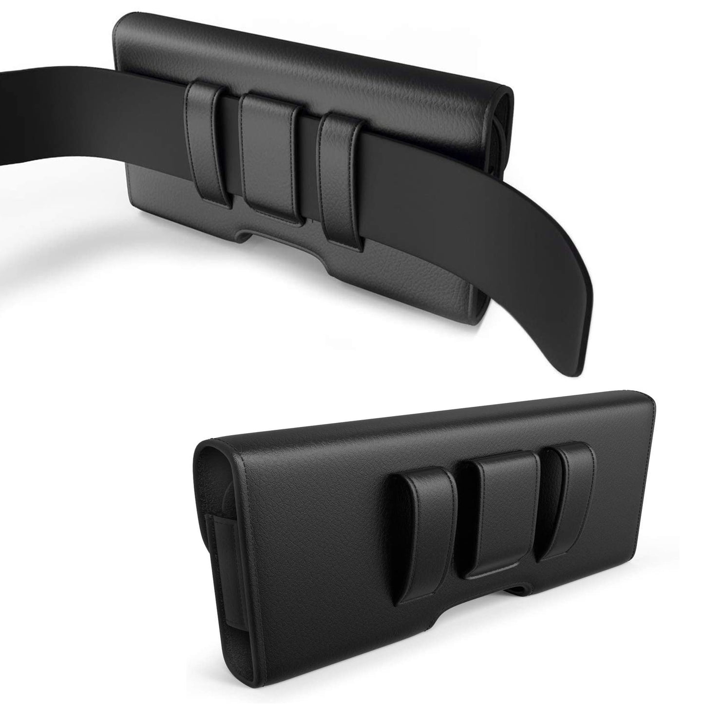 Universal Large Horizontal Belt Clip Holster Synthetic Leather Carrying Pouch Phone Holder Cover with Belt Clip & Loops (Holds Phone Up To 7 Inch) Universal Standard Black