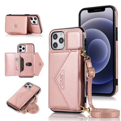 For Apple iPhone 14 /Plus Pro Max Wallet Case Credit Card ID Money Holder Lanyard Neck Strap Flip PU Leather  Phone Case Cover
