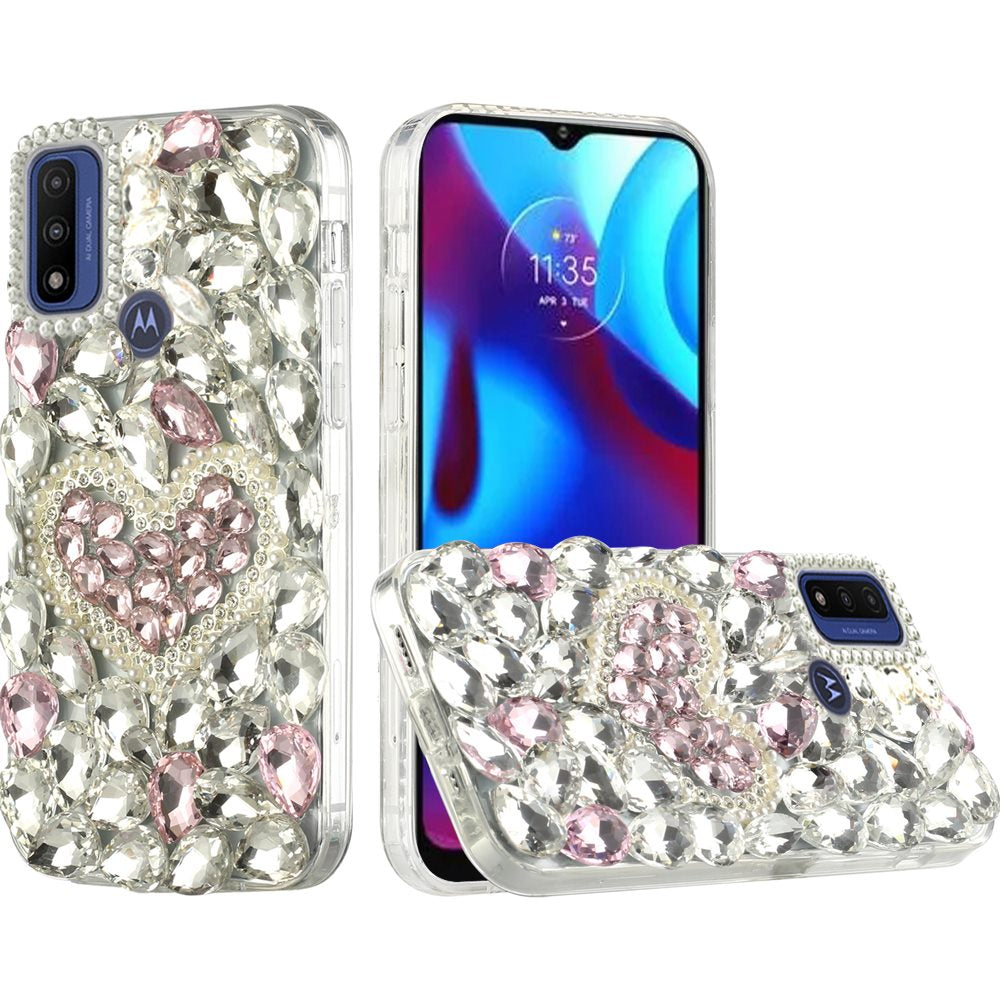 For Motorola Moto G Power 2022 Bling Clear Crystal 3D Full Diamonds Luxury Sparkle Transparent Rhinestone Hybrid Bumper  Phone Case Cover