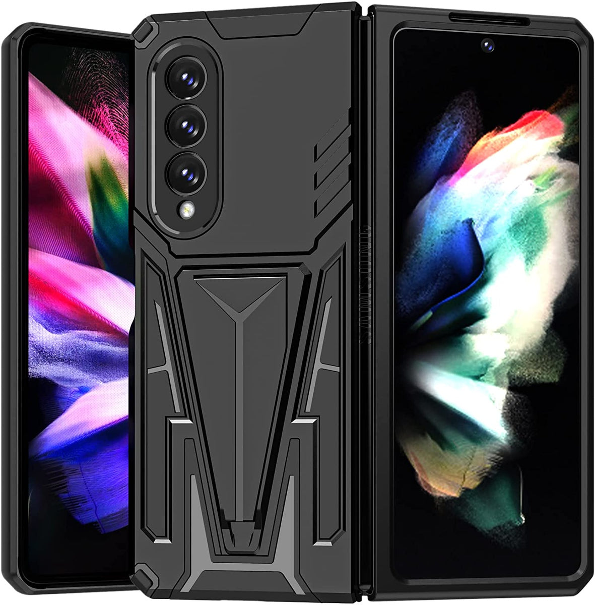 For Samsung Galaxy Z Fold 4 5G Hybrid Armor Rugged with Kickstand, Supports Magnetic Car Mount Dual Layer Hard PC  Phone Case Cover