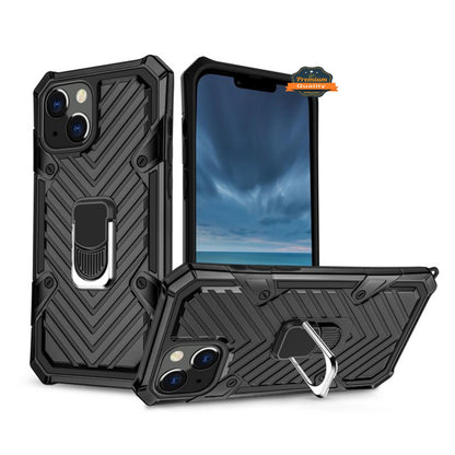 For Apple iPhone 13 Pro (6.1") Stand Ring Holder Finger Loop with Magnetic Grip Kickstand Hybrid Shockproof Armor Hard  Phone Case Cover